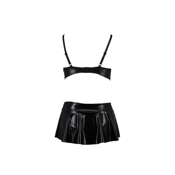 Комплект білизни під латекс Passion DEBY SET S/M, black, ліф, мініспідничка, стрінги PS25702 фото