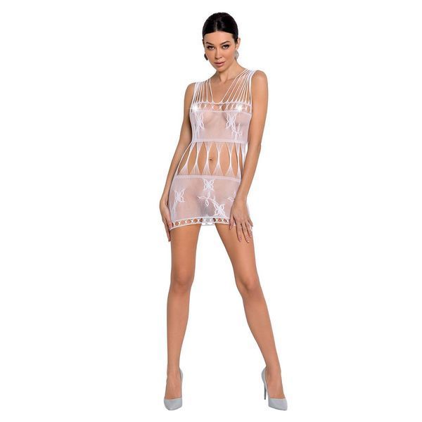 Бодістокінг мінісукня з метеликами Passion BS090 One Size white SO6390 фото