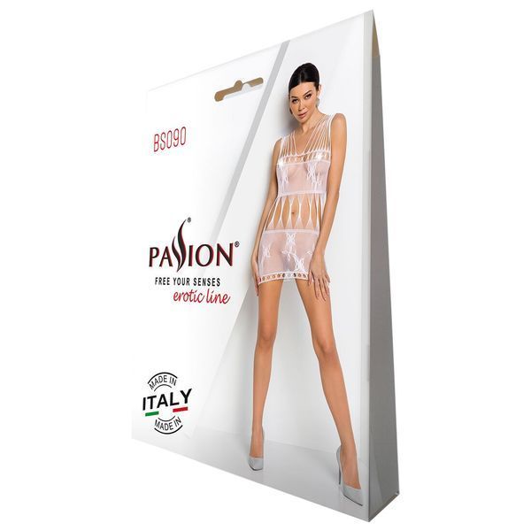 Бодістокінг мінісукня з метеликами Passion BS090 One Size white SO6390 фото