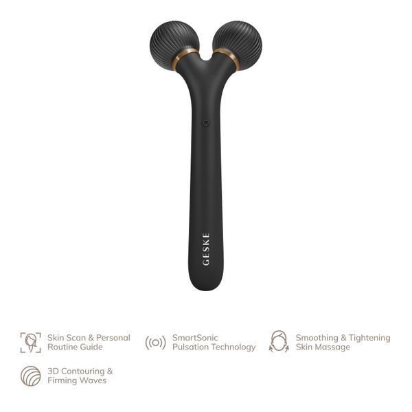 Електронний ультразвуковий ролик для обличчя GESKE Sonic Facial Roller 4в1 gray HB0174 фото