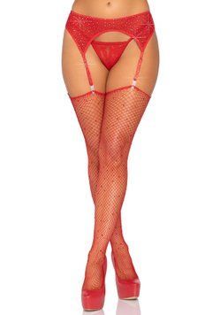 Пояс для панчіх зі стразами Leg Avenue Rhinestone Garterbelt Red One Size SO9139 фото