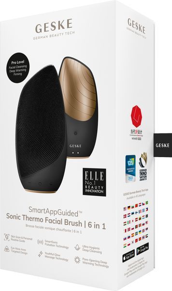 Електронна звукова термо щітка для обличчя GESKE Sonic Thermo Facial Brush 6в1 gray HB0075 фото