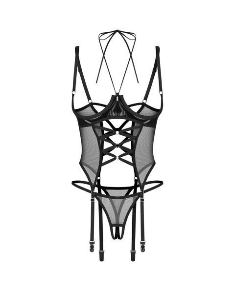 Корсет Obsessive Dominna cupless corset & crotchless thong 2XL/3X SX3565 фото