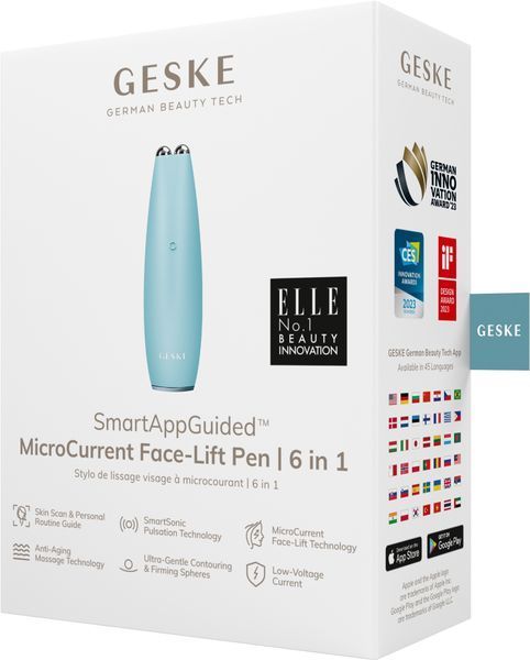 Мікрострумова ручка для підтяжки шкіри обличчя GESKE MicroCurrent Face-Lift Pen 6в1 turquoise HB0125 фото