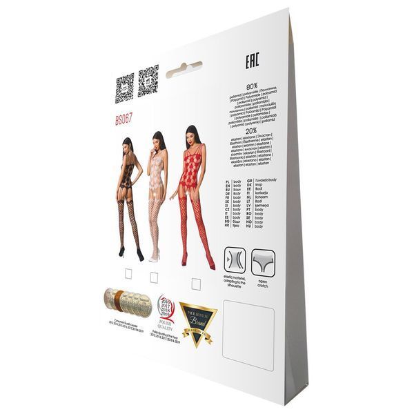 Бодістокінг Passion BS067 white, комбінезон, імітація панчох і топа на бретелях PBS067W фото