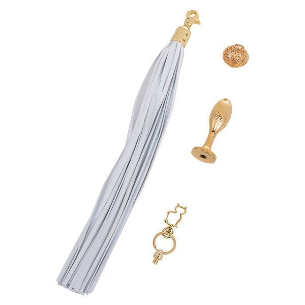 Анальна пробка з флогером LOCKINK SEVANDA White Pony-Tail Anal Pear-shape Plug SX0869 фото