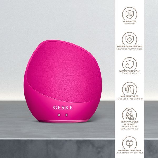 Ультразвукова щітка для тіла та інтенсивний пілінг GESKE Sonic Body Brush&Intensive Exfoliator 7в1 magenta HB0355 фото