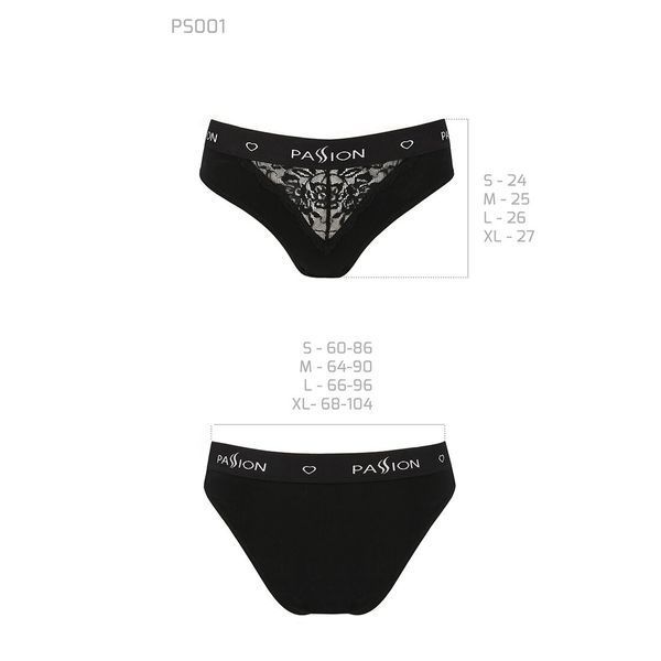 Трусики з широкою гумкою і мереживом Passion PS001 PANTIES S, black SO4161 фото