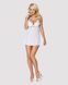 Сатиновий пеньюар з мереживом Obsessive 810-BAB-2 babydoll & thong L/XL, білий, пеньюар, танга SO7155 фото 3