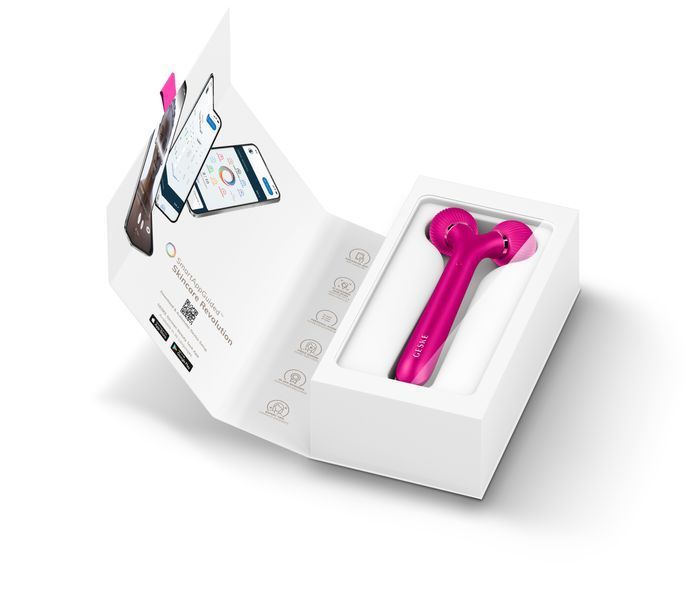 Електронний ультразвуковий ролик для обличчя GESKE Sonic Facial Roller 4в1 magenta HB0175 фото