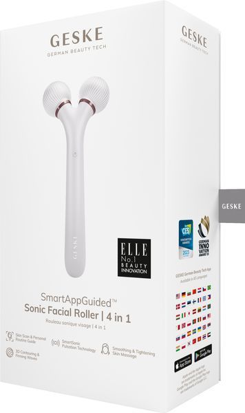 Електронний ультразвуковий ролик для обличчя GESKE Sonic Facial Roller 4в1 starlight HB0176 фото