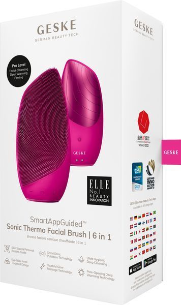 Електронна звукова термо щітка для обличчя GESKE Sonic Thermo Facial Brush 6в1 magenta HB0076 фото