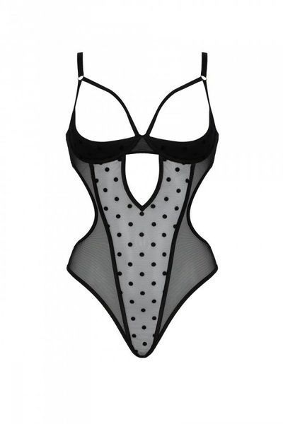 Еротичне боді Passion MARINA BODY, S/M, black, з відкритими чашками SO9718 фото