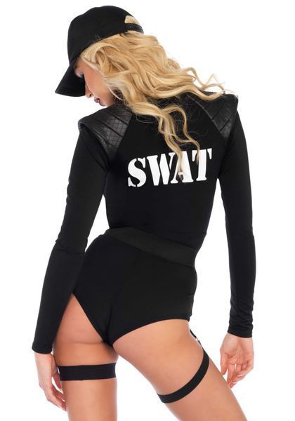 Костюм еротичних спецсил Leg Avenue SWAT Team Babe XL, боді, пояс, підв&rsquo;язки, іграшкова рація, кепка SO8547 фото