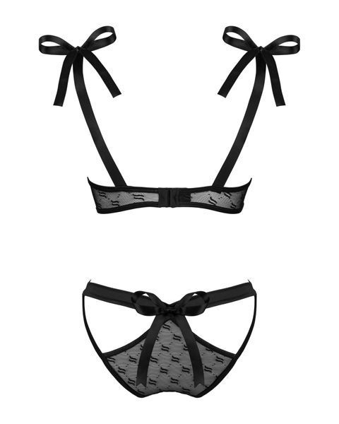 Напівпрозорий еротичний комплект Obsessive Obsessivia 2-pcs set black L/XL, бюстгальтер та трусики SO7298 фото