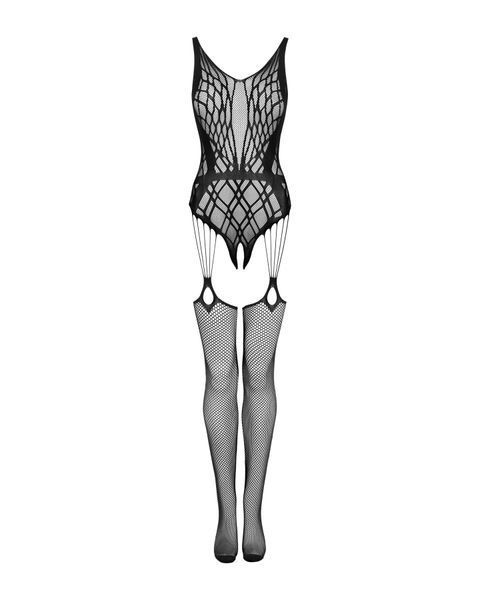 Бодістокінг Obsessive Bodystocking G324 S/M/L black, силуетний малюнок SO7245 фото