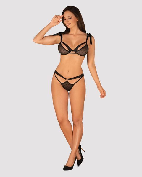 Напівпрозорий еротичний комплект Obsessive Obsessivia 2-pcs set black L/XL, бюстгальтер та трусики SO7298 фото