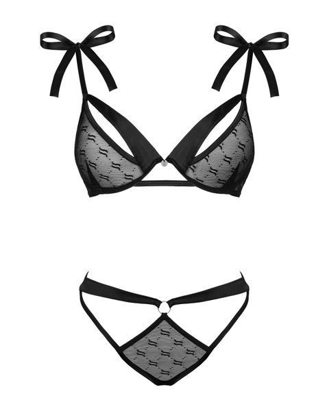 Напівпрозорий еротичний комплект Obsessive Obsessivia 2-pcs set black L/XL, бюстгальтер та трусики SO7298 фото