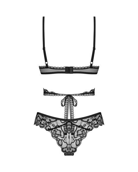 Комплект Obsessive Blomentis 2-pcs set, XS/S, мереживний, ліф із зав&rsquo;язками на спині, трусики-сліпи SX1030 фото