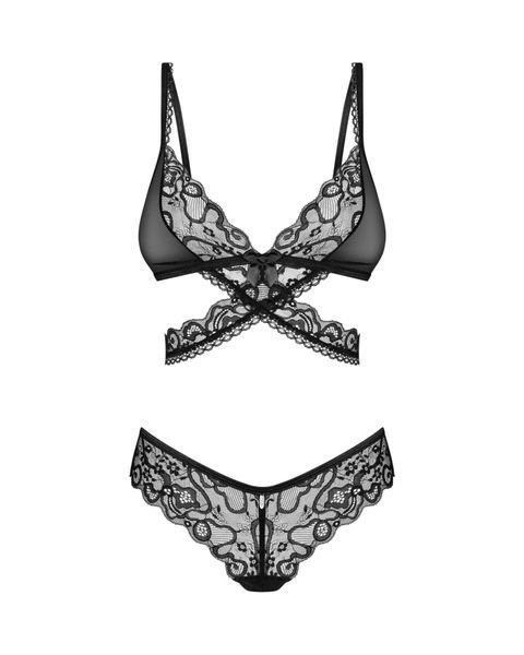 Комплект Obsessive Blomentis 2-pcs set, XS/S, мереживний, ліф із зав&rsquo;язками на спині, трусики-сліпи SX1030 фото