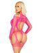 Бодістокінг Leg Avenue Fishnet Garter Harness and Teddy One Size Neon Pink SX2770 фото 2