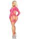 Бодістокінг Leg Avenue Fishnet Garter Harness and Teddy One Size Neon Pink SX2770 фото 6