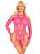Бодістокінг Leg Avenue Fishnet Garter Harness and Teddy One Size Neon Pink SX2770 фото 1