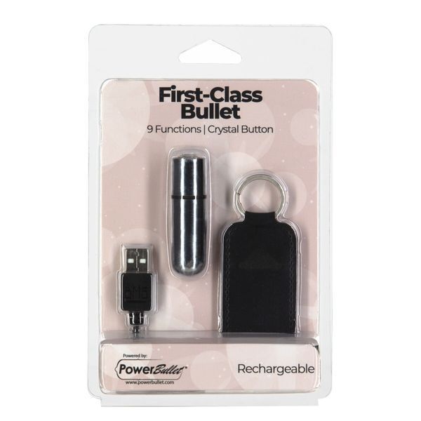 Віброкуля PowerBullet First-Class Bullet 2.5&Prime; with Key Chain Pouch, Silver, 9 режимів вібрації SO6848 фото
