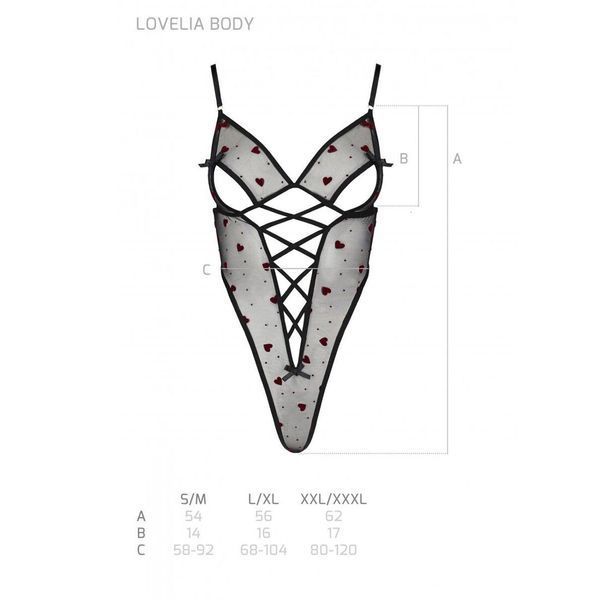 Еротичний боді з малюнком Passion LOVELIA BODY L/XL, black SO4753 фото