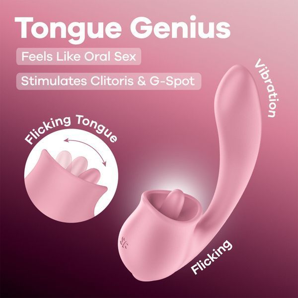Вагінально-кліторальний вібратор Satisfyer Tongue Genius з язичком SX3852 фото