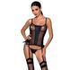 Сітчастий корсет з люверсами та знімними пажами Passion MALWIA CORSET S/M, black, екошкіра, стрінги SO5766 фото 1
