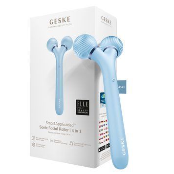Електронний ультразвуковий ролик для обличчя GESKE Sonic Facial Roller 4в1 aquamarine HB0182 фото