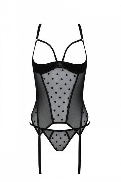 Корсет Passion MARINA CORSET, S/M, black, з відкритими чашками SO9730 фото