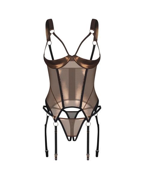 Корсет Obsessive Soranna cupless corset & crotchless thong S/M SX3622 фото