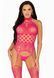 Мереживний бодістокінг з відкритим доступом Leg Avenue High neck lace bodystocking One size Raspberr SO8572 фото 1
