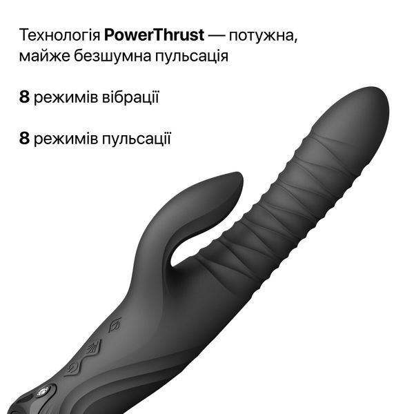 Смарт пульсатор-кролик з вібрацією Zalo Mose 2 Obsidian Black, підігрів до 42 &deg;C, кристал Swarovski SX2688 фото
