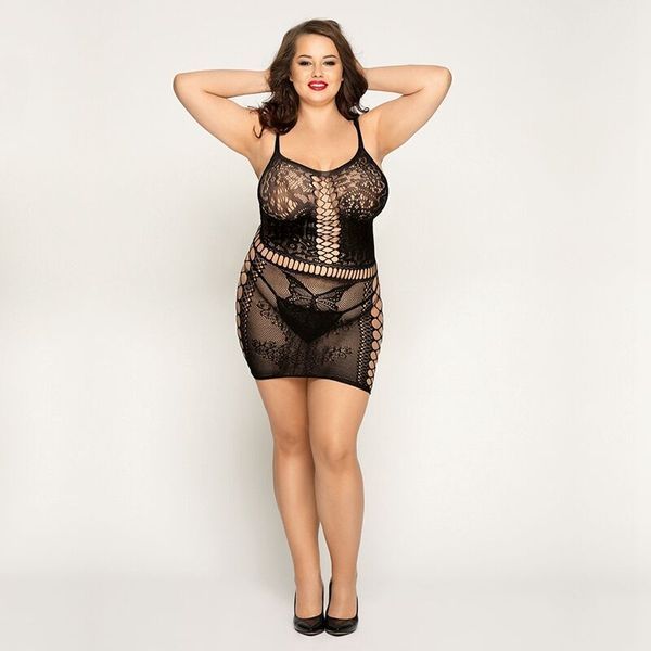 Сітчаста сукня з метеликами JSY &laquo;Сексапільна Емілі&raquo; Plus Size, Black, імітація шнурівки, мереживо SO8369 фото