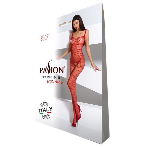 Бодістокінг Passion BS071 red, комбінезон на бретелях PBS071R фото
