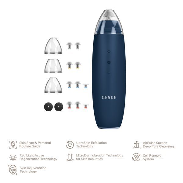 Мікродермабразійний пристрій для видалення чорних цяток GESKE MicroDermabrasion Blackhead Remover 7в1 midnight HB0570 фото
