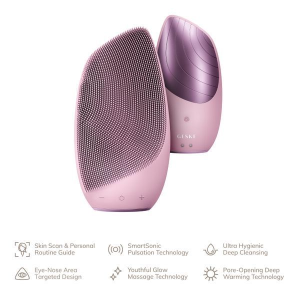Електронна звукова термо щітка для обличчя GESKE Sonic Thermo Facial Brush 6в1 pink HB0082 фото