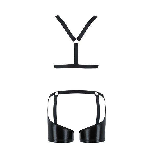 Комплект еротичної чоловічої білизни Passion 047 SET JOHN XXL/XXXL Black, труси, портупея SO7614 фото