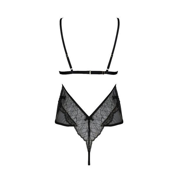 Боді Passion AMBERLY BODY 6XL/7XL black, асиметричний крій, мереживний ліф, золота нитка SO7050 фото