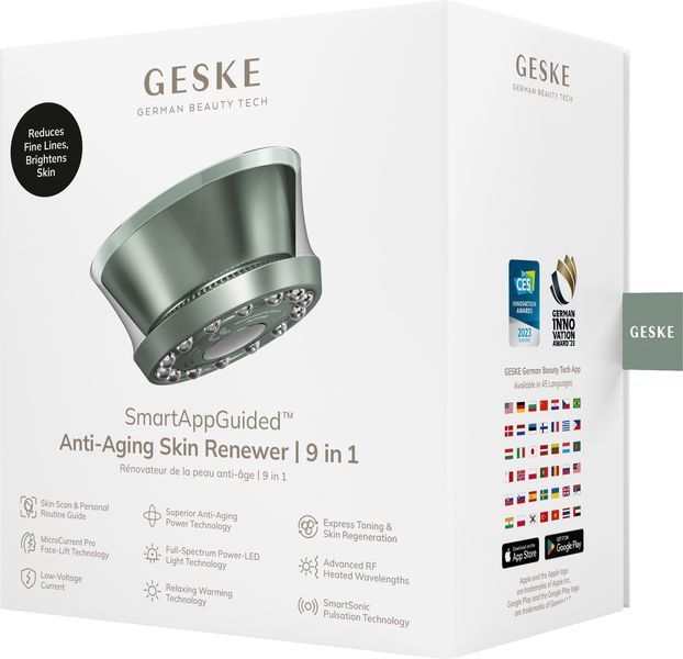 Антивіковий LED-випромінювач для відновлення шкіри обличчя GESKE Anti-Aging Skin Renewer 9в1 green HB0640 фото