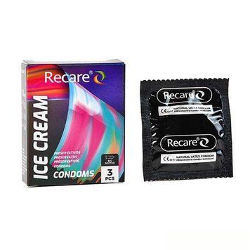 Презервативи Holographic Recare Ice Cream Big Dotted Condoms 3 шт, з пухирцями, аромат: морозиво SX3332 фото