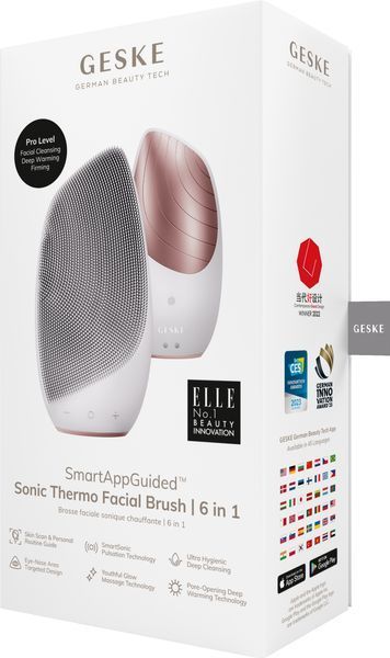 Електронна звукова термо щітка для обличчя GESKE Sonic Thermo Facial Brush 6в1 starlight HB0077 фото