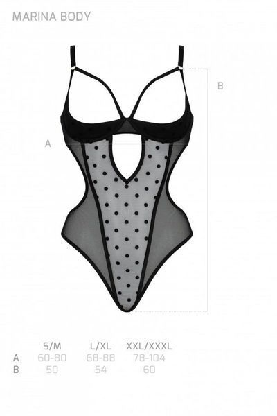 Еротичне боді Passion MARINA BODY, XXL/XXXL, black, з відкритими чашками SO9719 фото