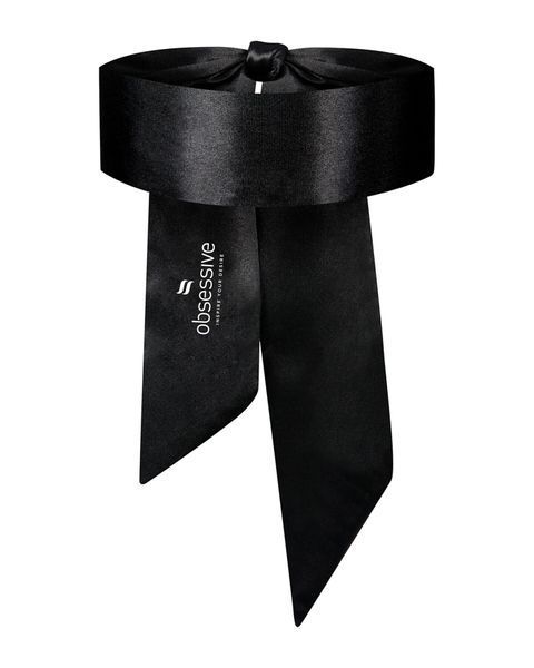 Атласна пов&rsquo;язка маска Obsessive Blindfold black One size, чорна SO7300 фото