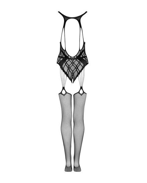 Бодістокінг Obsessive Bodystocking G324 XL/XXL black, силуетний малюнок SO7246 фото