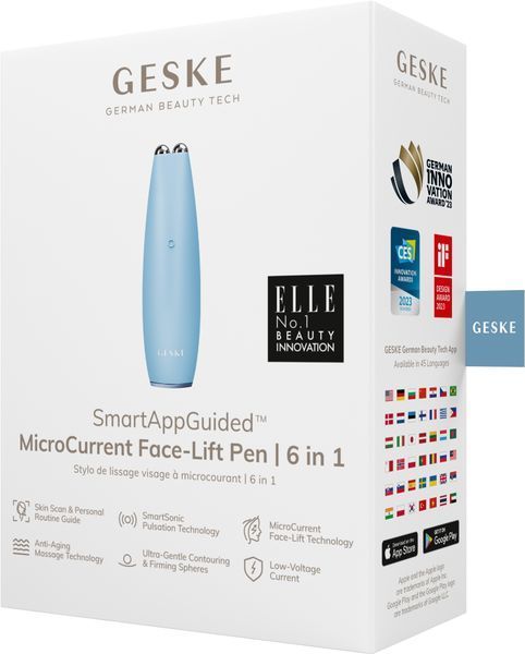 Мікрострумова ручка для підтяжки шкіри обличчя GESKE MicroCurrent Face-Lift Pen 6в1 aquamarine HB0127 фото