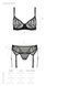 Комплект Passion LEAFA SET black, L/XL, мереживо+сітка, бюстгальтер на кісточках, стрінги, пояс для панчіх SX0509 фото 5